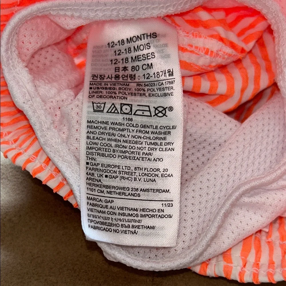 GAP Orange and White Striped Baby Swim Shorts - Picture 3 of 5